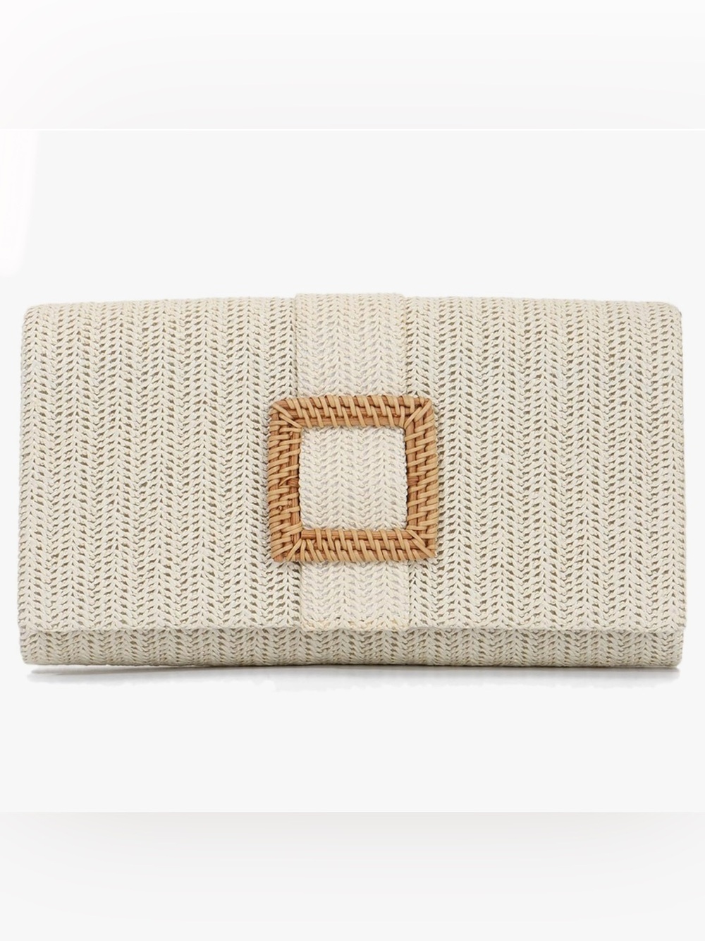 Woven Straw Clutch Bag in Natural